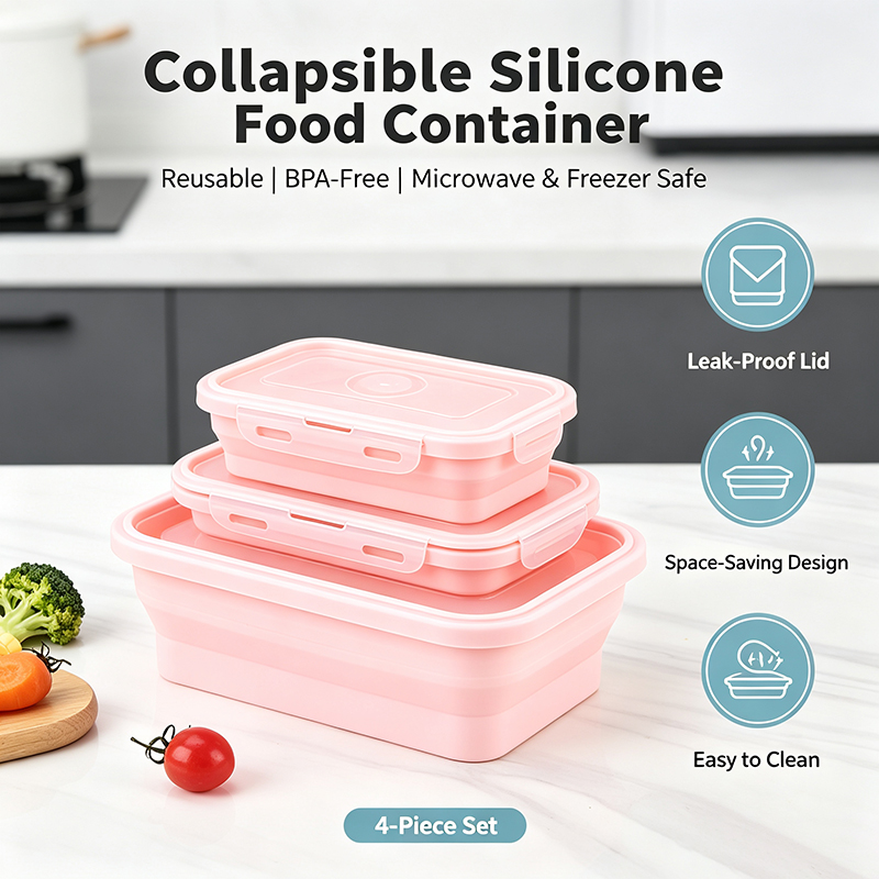 Meal Prep No Microwave - 4 個折りたたみ式シリコンランチボックスポータブル食品保存容器電子レンジ用アウトドアキャンプ学校オフィス旅行食事の準備