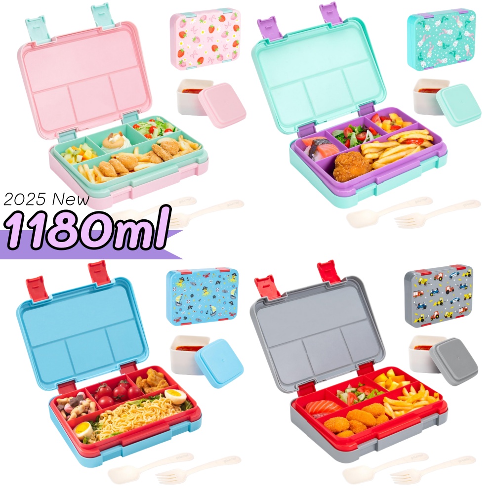 Meal Prep Dinners - 40オンス漫画柄弁当箱セット、漏れ防止、取り外し可能な仕切り、学校、オフィス、ピクニック、食品、スナックの準備用ミールコンテナ