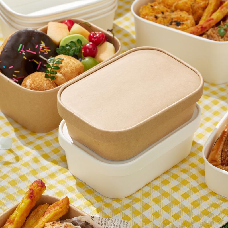 Meal Prep Gym - 10個入り正方形使い捨てクラフト紙ランチボックス、漏れ防止蓋付き食品容器、ジムやフィットネスの食事準備に最適