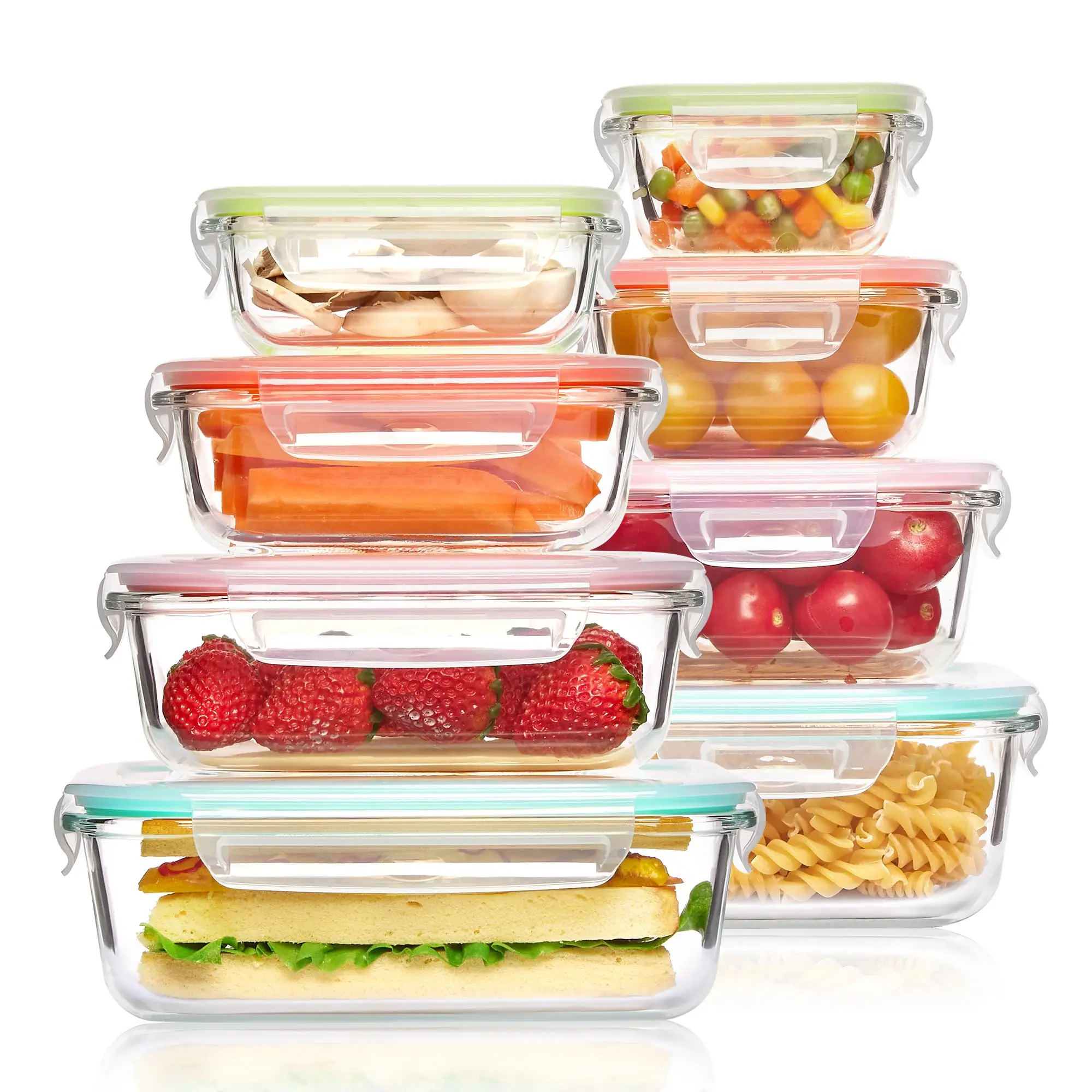 Meal Prep Dinners - ガラスランチボックス食品保存容器、食事の準備、気密弁当箱、電子レンジ、オーブン、冷凍庫、食器洗い機用、BPAフリー