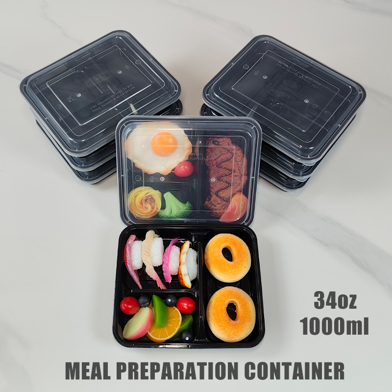Meal Prep Gym - 3コンパートメント 34オンス/1000ml、12/35個入り、漏れ防止食事準備容器、個別の食品容器、積み重ね可能、電子レンジ/冷凍庫/食器洗い機対応、オフィスランチ、学校ランチ/ピクニック/ジム/サイクリング/スナック/フルーツ/旅行に最適