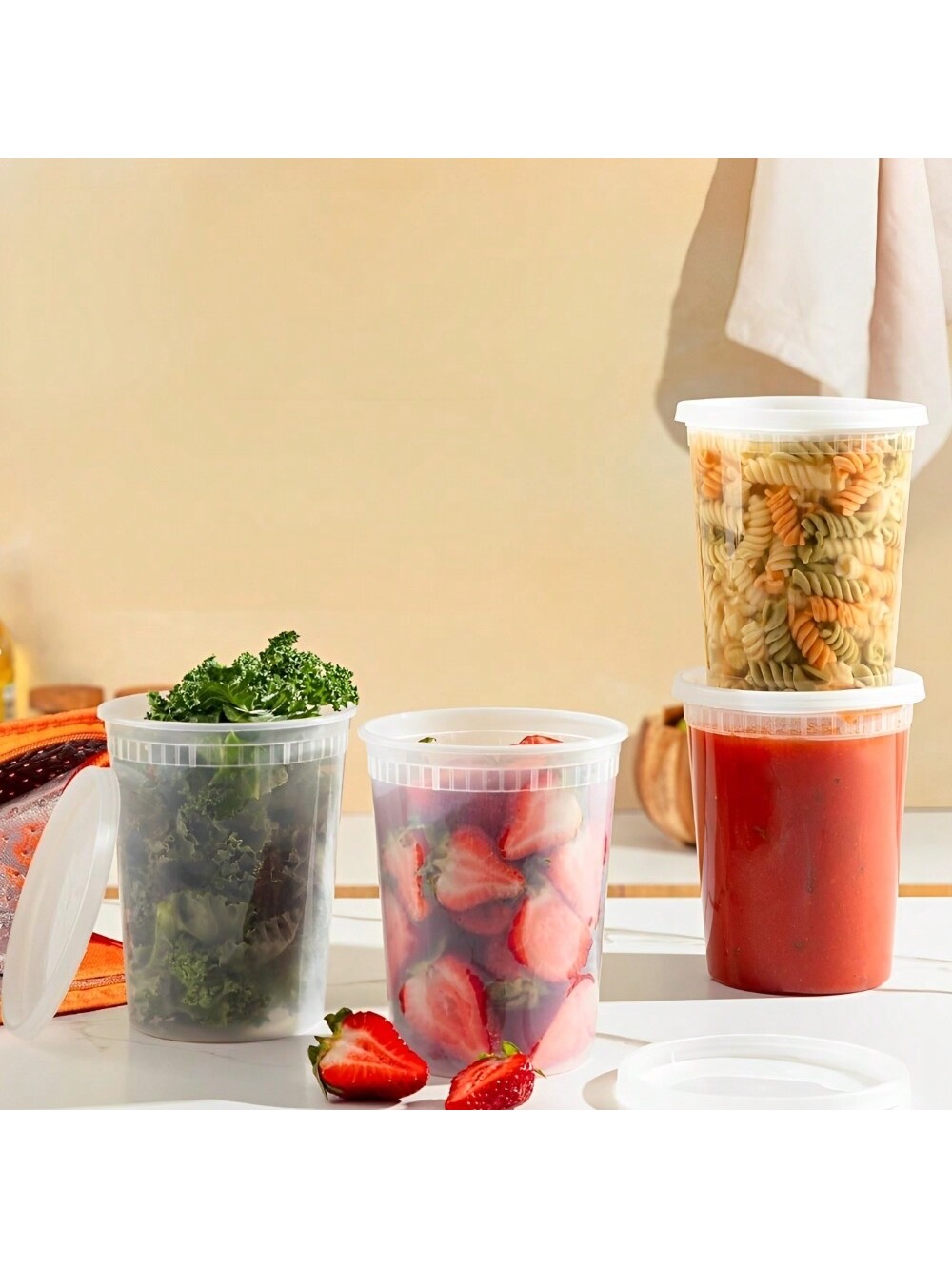 ふた付きプラスチックデリ容器、食品貯蔵容器、スライム、スープ - Meal Prep Dinners のレビューと価格