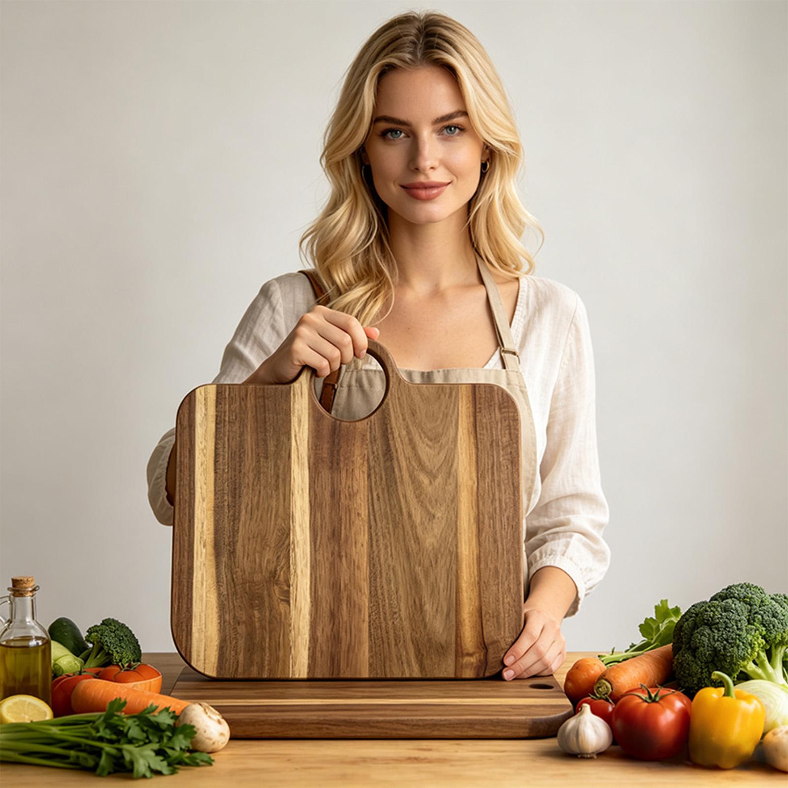 キッチン用まな板 滑り止め付き 装飾的なバッグ型 大型木製ま - Meal Prep Cutting のレビューと価格