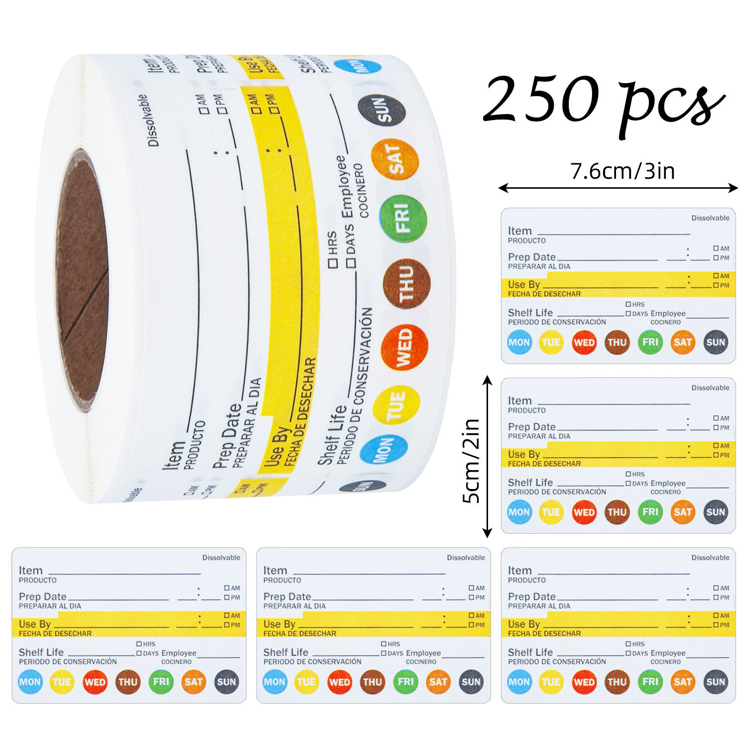 250 個/ロール食品日付ラベル防水食品準備ステッカーキッチ - Meal Prep Dinners のレビューと価格