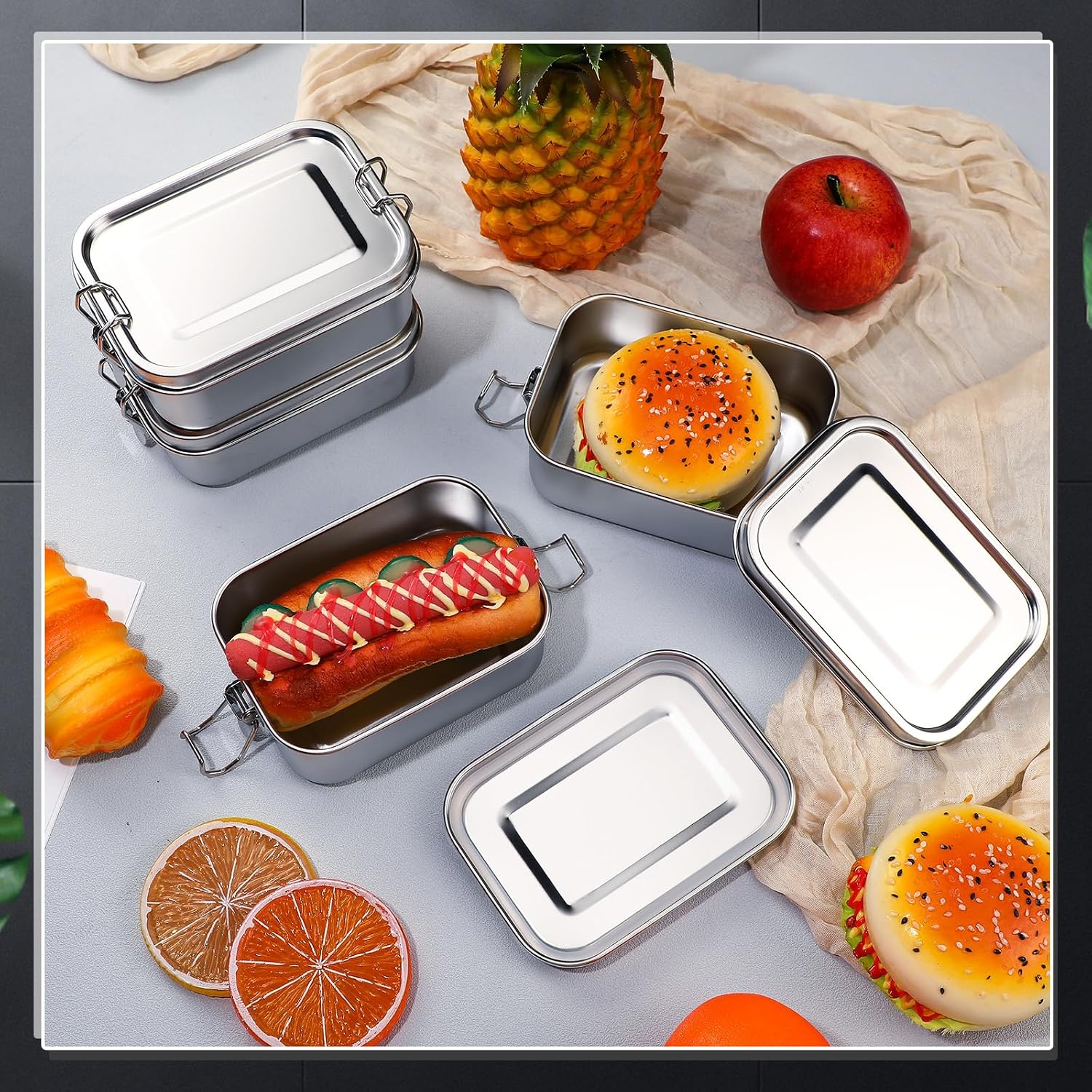 ステンレス製食品保存容器 蓋付き ランチボックス 冷蔵庫オー - Meal Prep Dinners のレビューと価格