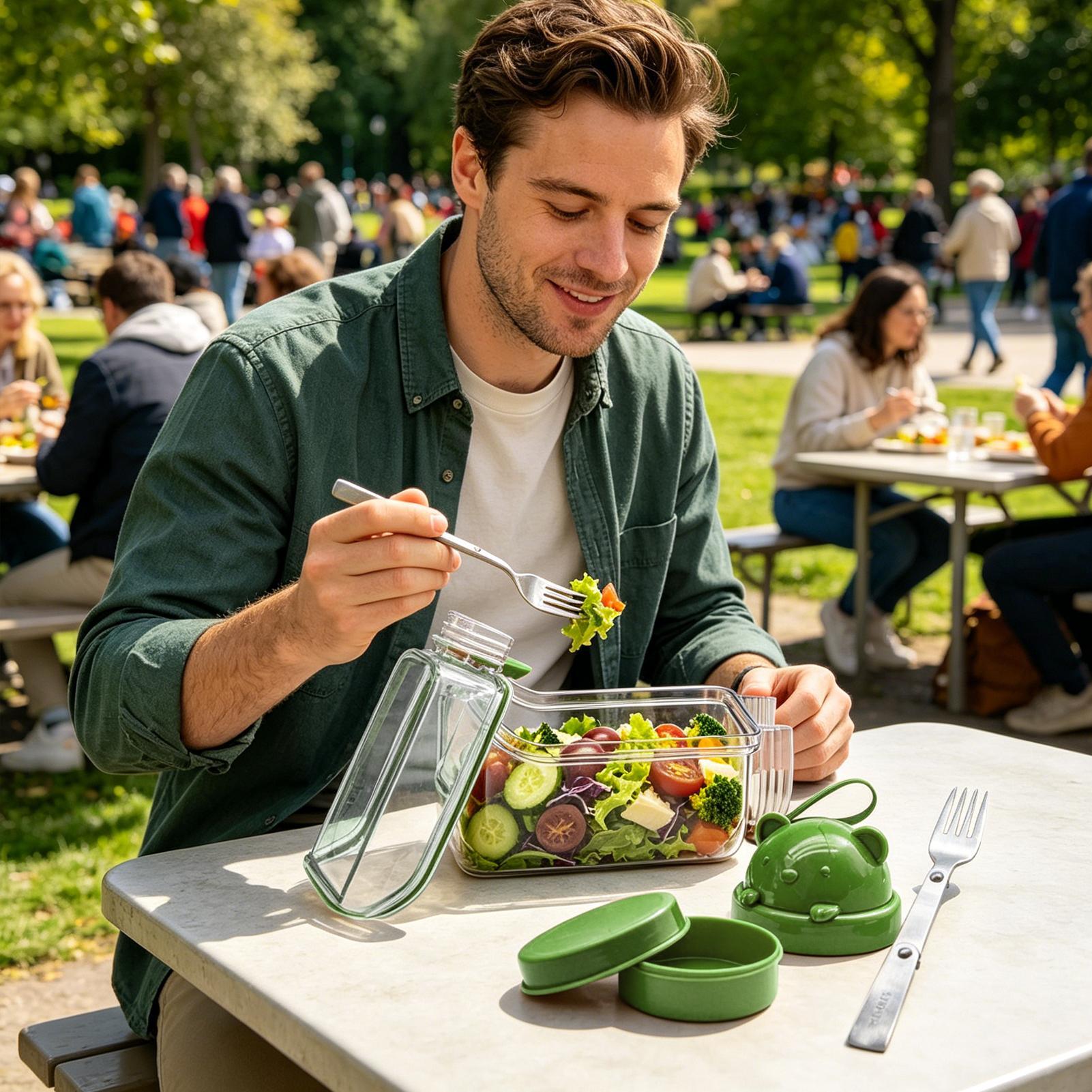 サラダジャー クリアフードオーガナイザー サラダキャニスター - Meal Prep Gym のレビューと価格