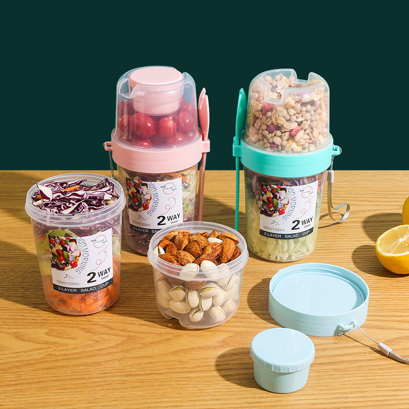 サラダオートミールカップ 500ml+300ml 漏れ防止蓋 - Meal Prep Gym のレビューと価格