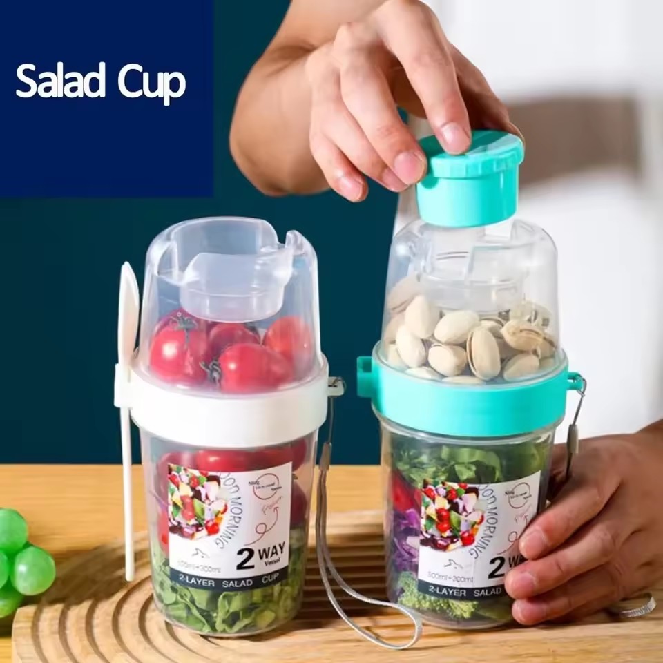 サラダオートミールカップ 500ml+300ml 漏れ防止蓋 - Meal Prep Gym のレビューと価格