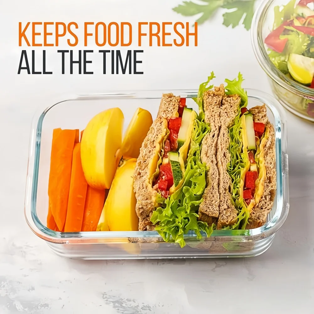 BPAフリーのガラス製ランチボックス、長方形の食品保存容器、 - Meal Prep Rezepte のレビューと価格