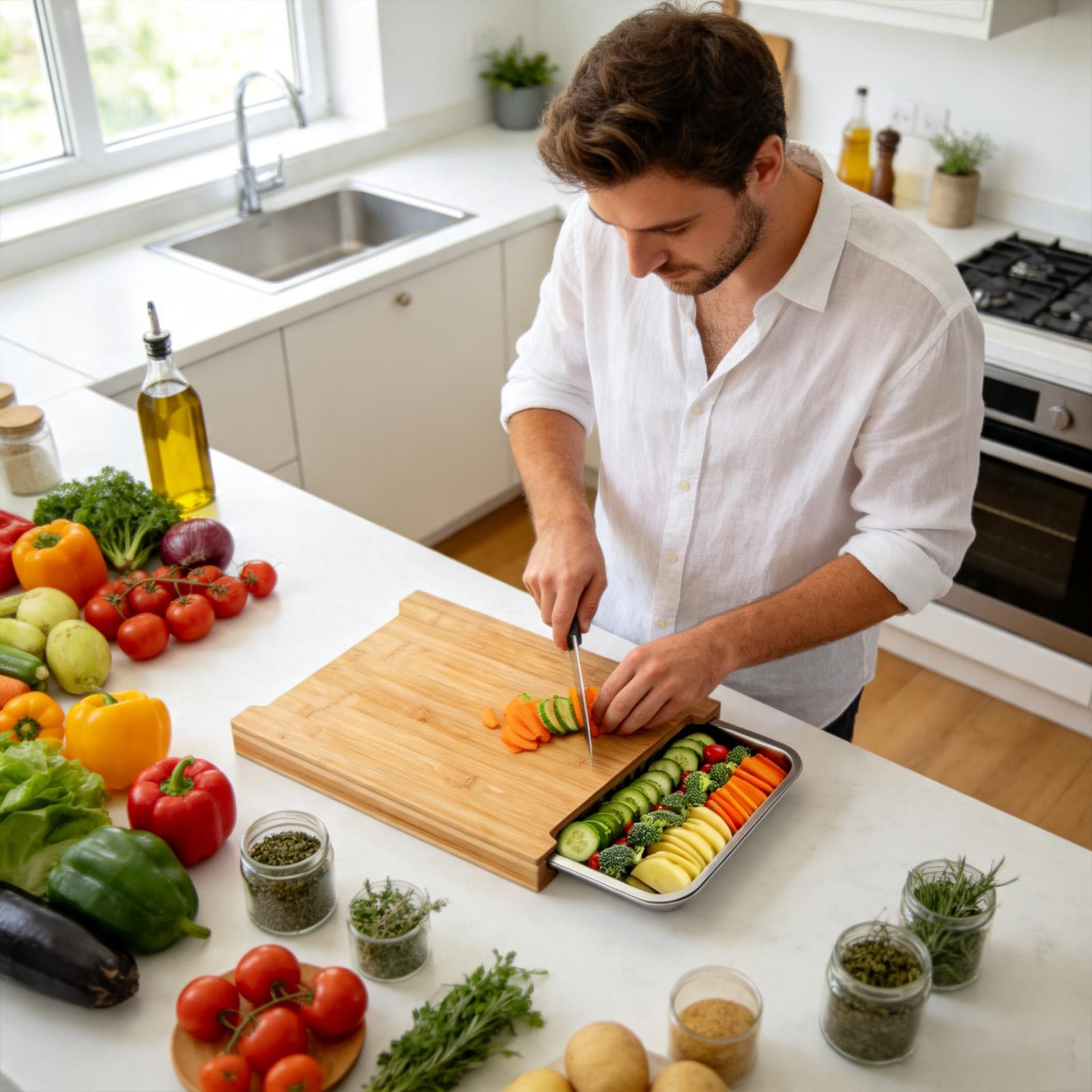 キッチン用木製カッティングボード、滑り止め、食品準備、チョッ - Meal Prep Cutting のレビューと価格