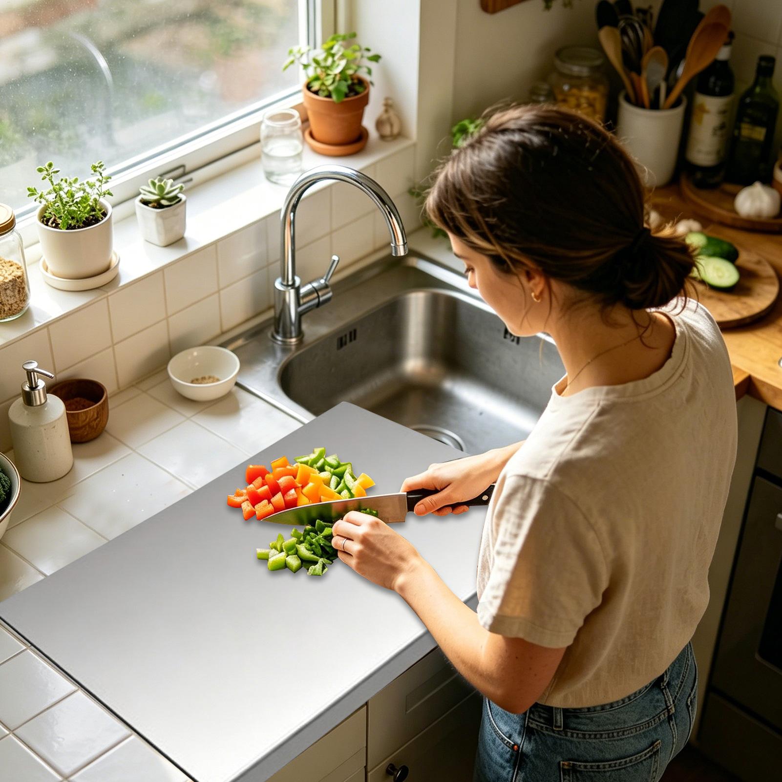 ステンレス鋼のキッチンまな板、滑り止め加工、お手入れ簡単、家 - Meal Prep Cutting のレビューと価格