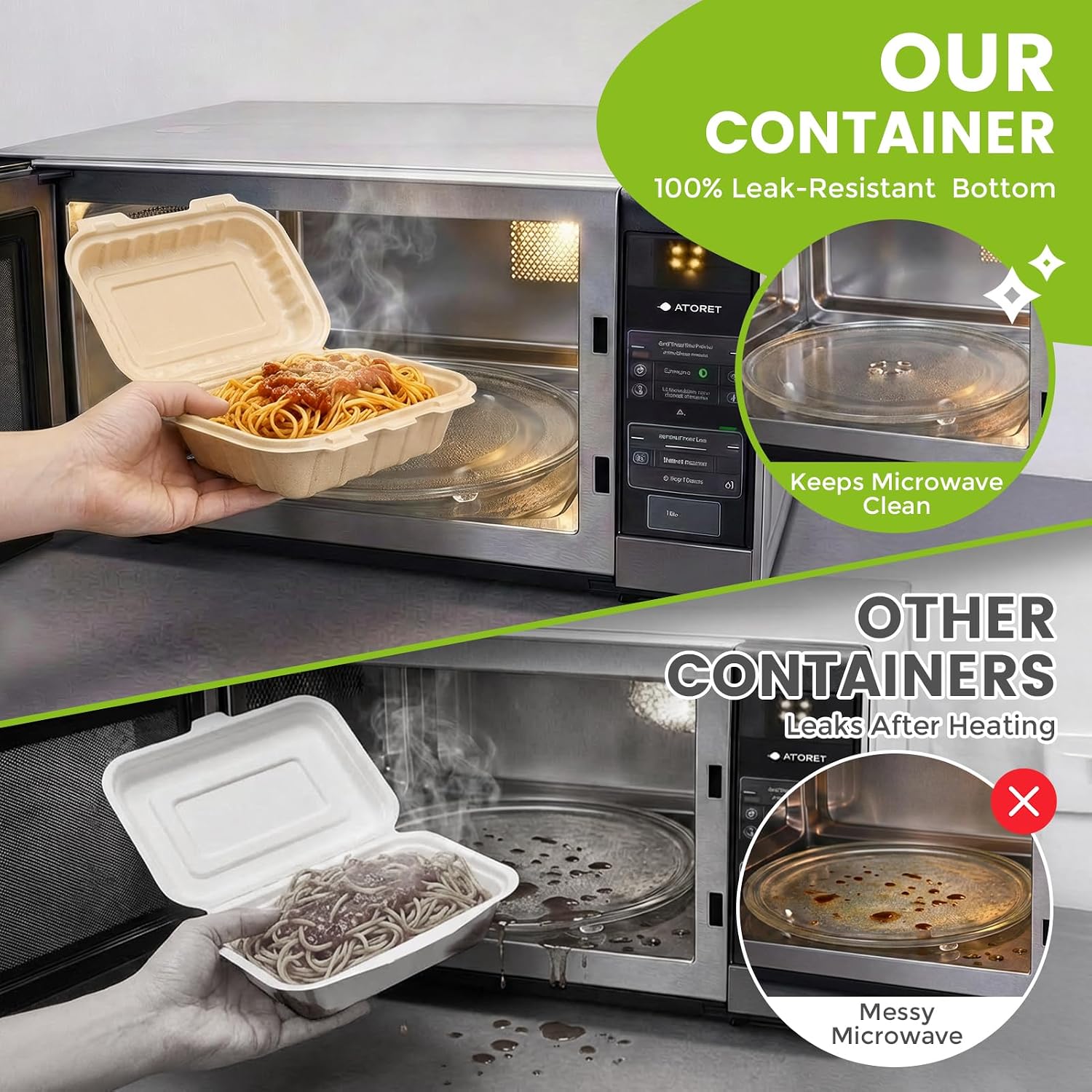 50個入り 16オンス クラムシェル型テイクアウト容器、天然 - Meal Prep Dinners のレビューと価格