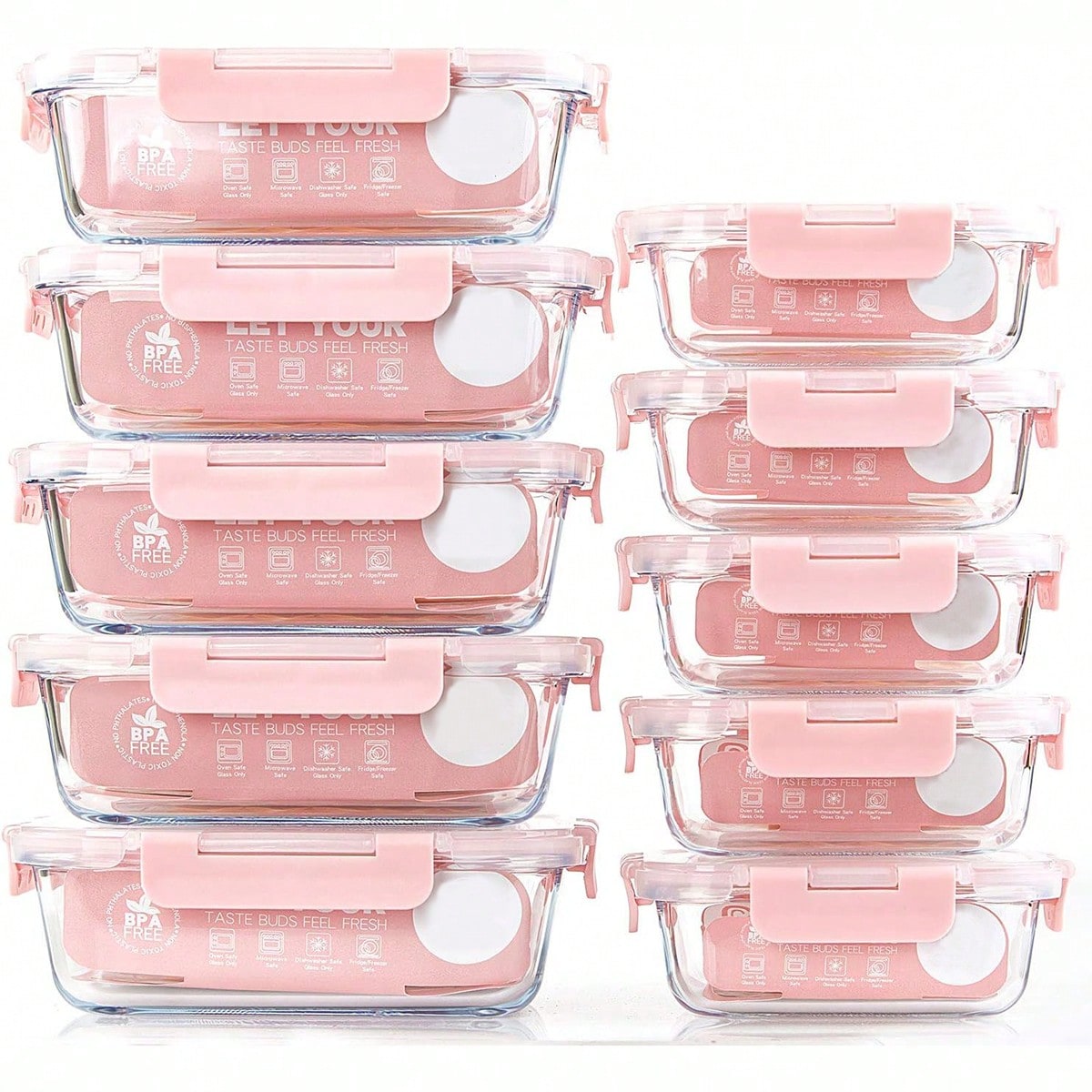 10個入りガラス製ミールプレップ容器、蓋付き食品保存容器、気 - Meal Prep Dinners のレビューと価格