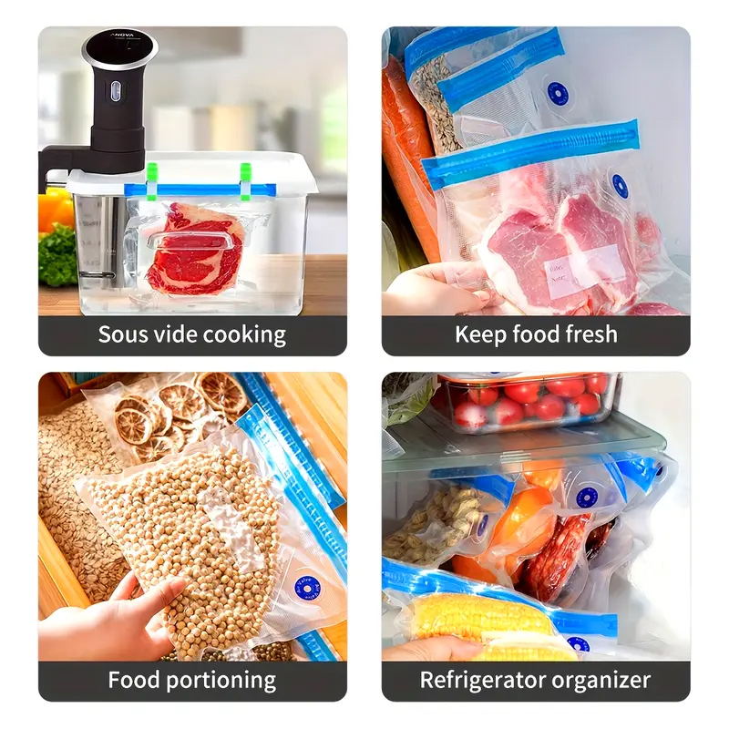 25 個の再利用可能な真空シーラーバッグ、一方向バルブ付き  - Meal Prep Seafood のレビューと価格