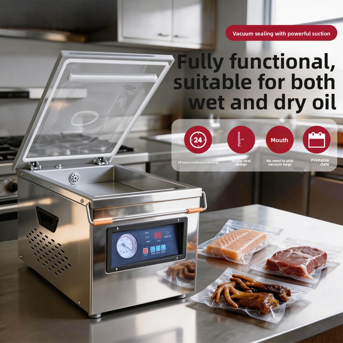 家庭用ステンレス製真空シーラー機、乾湿両用、肉、魚介類、食事 - Meal Prep Seafood のレビューと価格