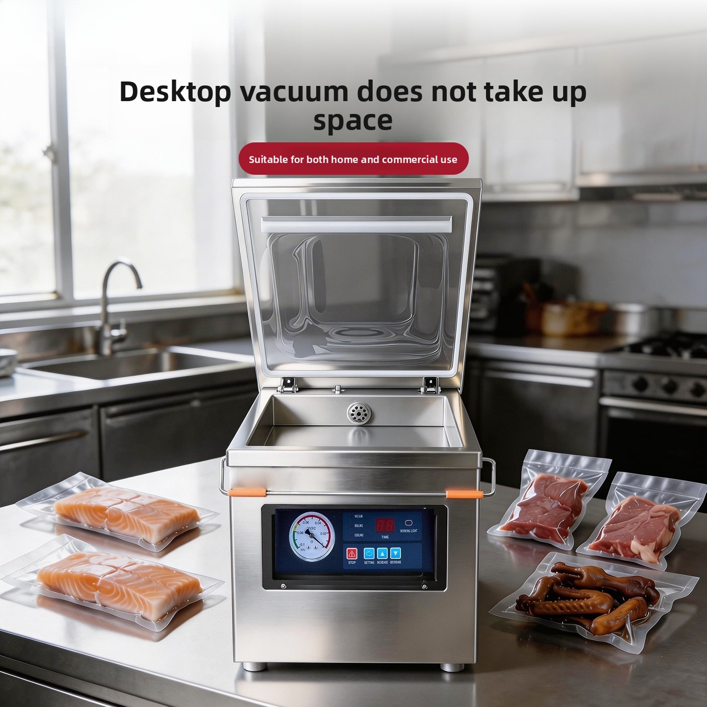家庭用ステンレス製真空シーラー機、乾湿両用、肉、魚介類、食事 - Meal Prep Seafood のレビューと価格