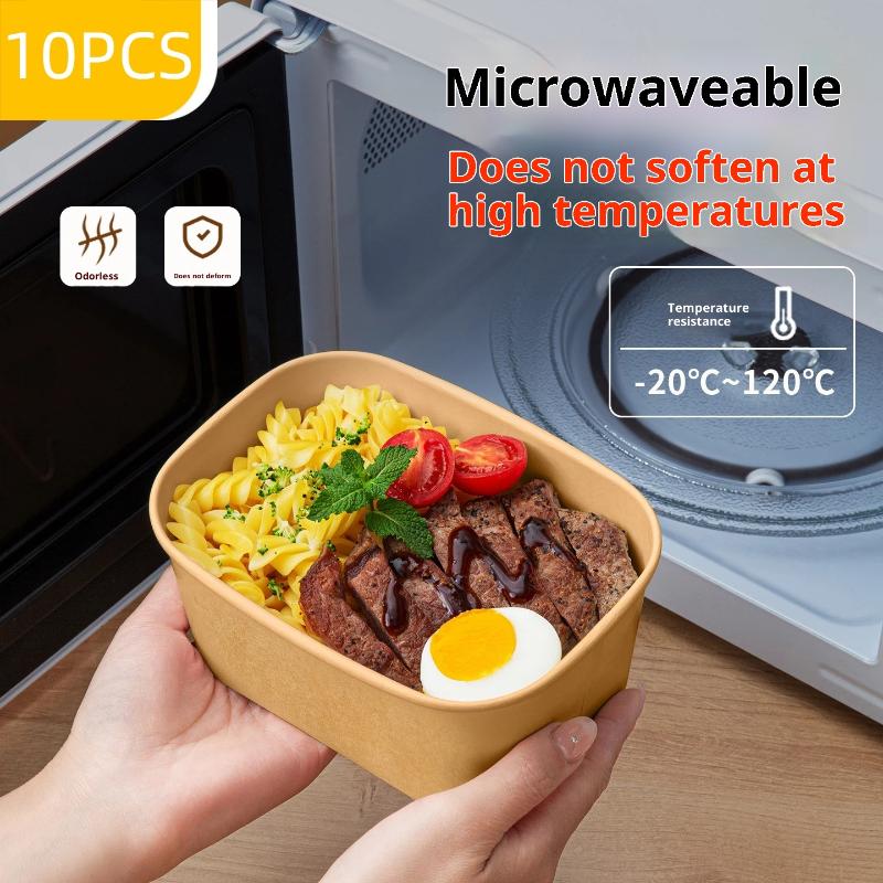 10個入り正方形使い捨てクラフト紙ランチボックス、漏れ防止蓋 - Meal Prep Gym のレビューと価格