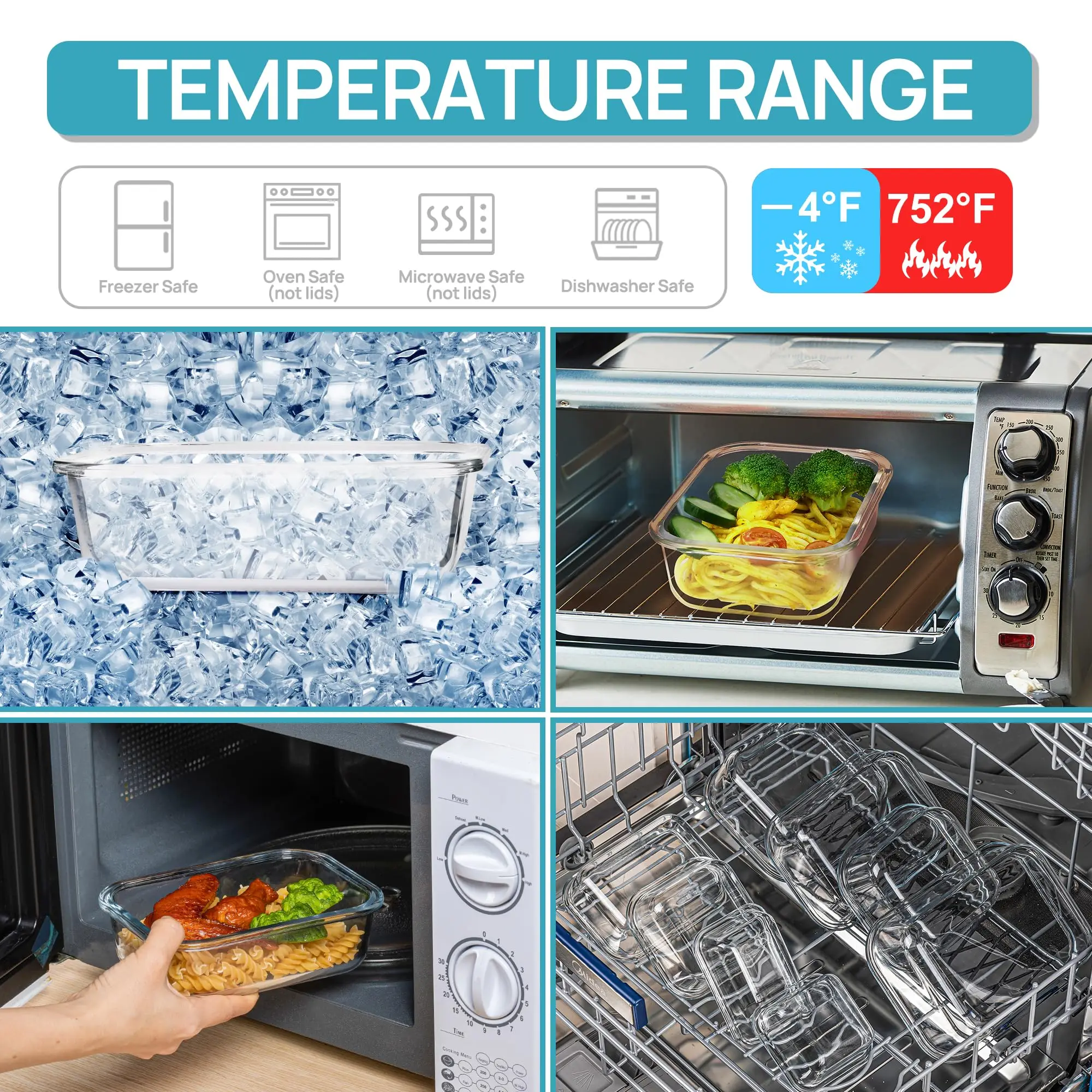 ガラスランチボックス食品保存容器、食事の準備、気密弁当箱、電 - Meal Prep Dinners のレビューと価格