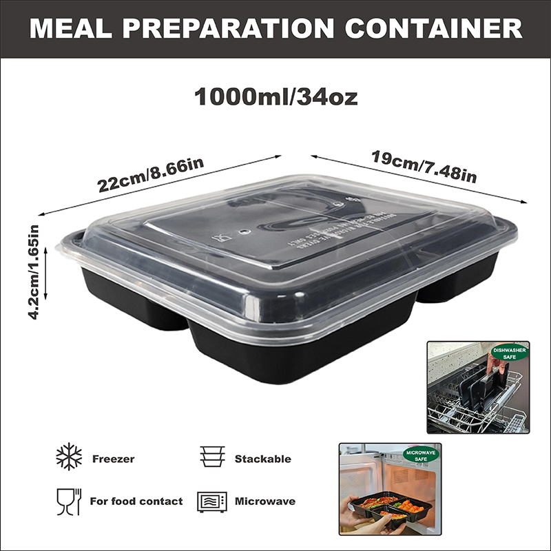3コンパートメント 34オンス/1000ml、12/35個入 - Meal Prep Gym のレビューと価格