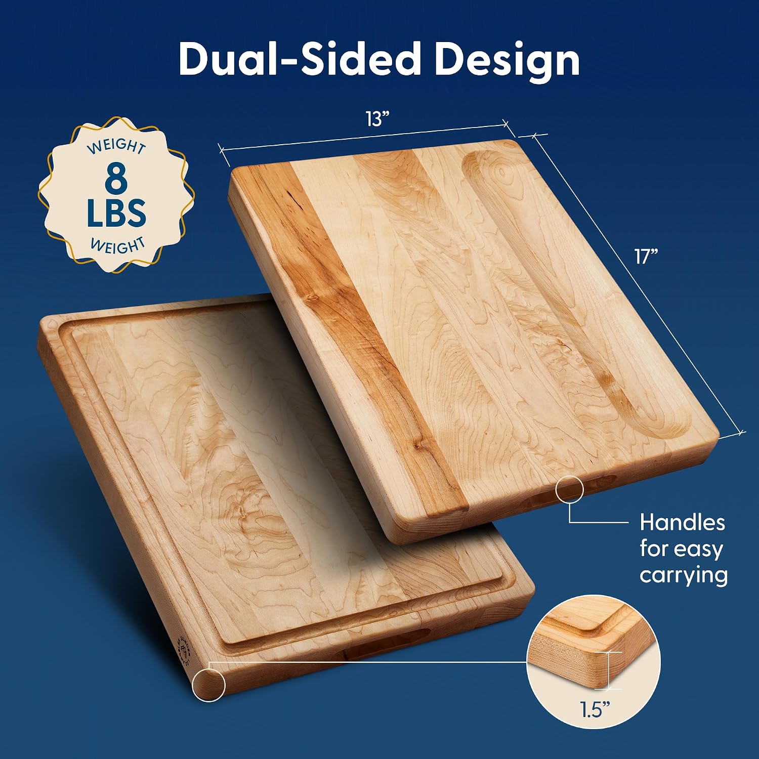 ハードメープルウッド製カッティングボード、17x13x1.5 - Meal Prep Cutting のレビューと価格