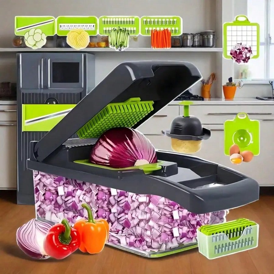 多機能15-in-1フードベジタブルチョッパー、カッタースラ - Mandoline Slicer Guard のレビューと価格